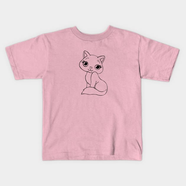 cute cat Kids T-Shirt by merysam